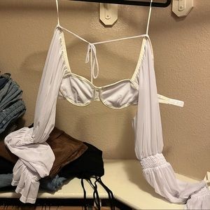 White flowy boob top